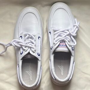 Sperry Topsider White Leather Men's Boat Shoes US12 series Size 8.5